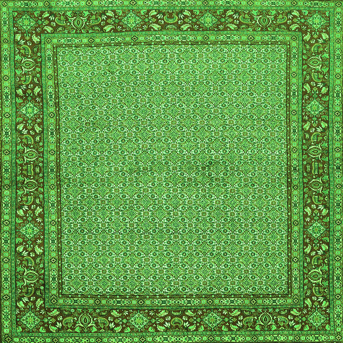 Round Machine Washable Persian Green Traditional Area Rugs, wshtr951grn