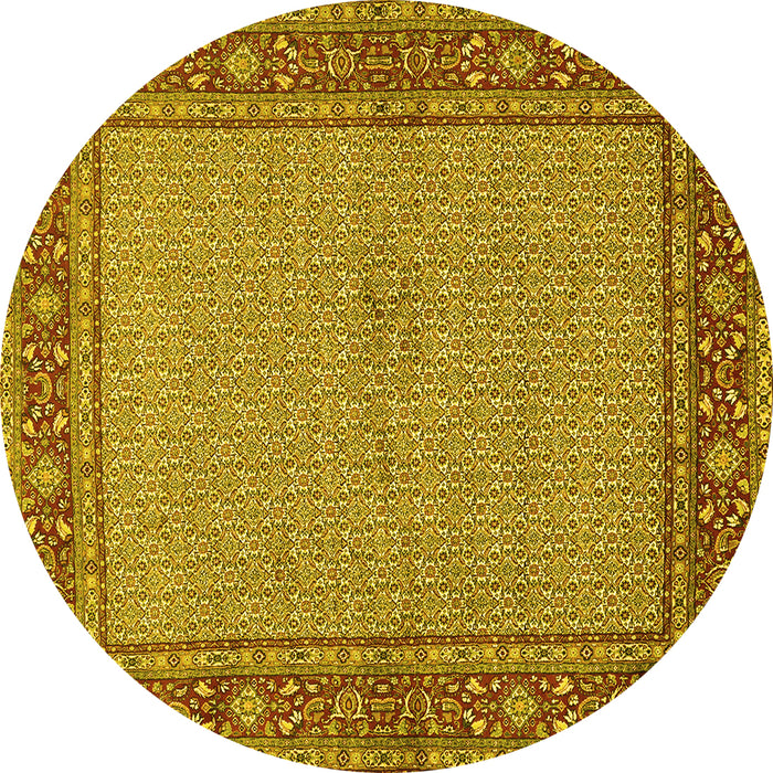 Round Persian Yellow Traditional Rug, tr951yw