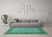Machine Washable Persian Turquoise Traditional Area Rugs in a Living Room,, wshtr951turq