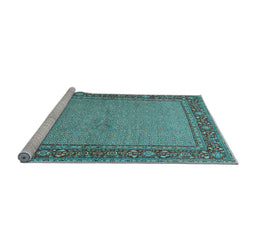 Sideview of Machine Washable Persian Light Blue Traditional Rug, wshtr951lblu