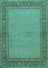 Machine Washable Persian Turquoise Traditional Area Rugs, wshtr951turq