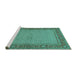 Sideview of Machine Washable Persian Turquoise Traditional Area Rugs, wshtr951turq