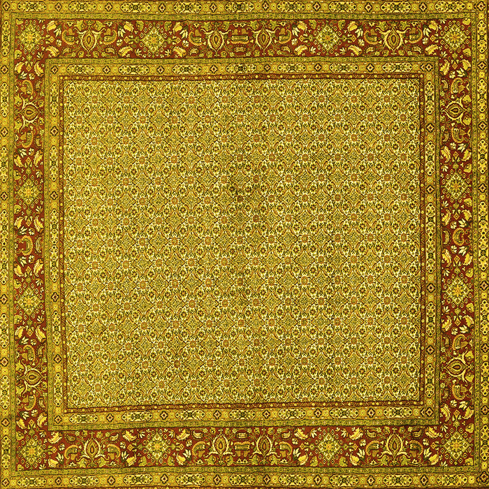 Square Machine Washable Persian Yellow Traditional Rug, wshtr951yw