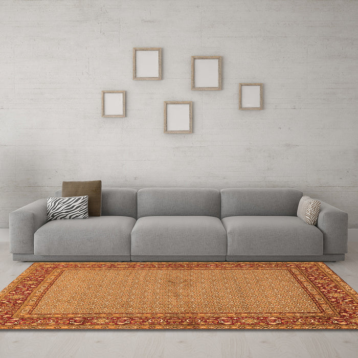 Machine Washable Persian Orange Traditional Area Rugs in a Living Room, wshtr951org
