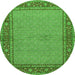 Square Persian Green Traditional Rug, tr951grn