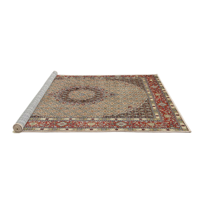 Sideview of Machine Washable Traditional Light French Beige Brown Rug, wshtr952