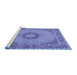 Sideview of Machine Washable Medallion Blue Traditional Rug, wshtr952blu