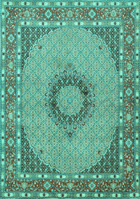 Medallion Turquoise Traditional Rug, tr952turq