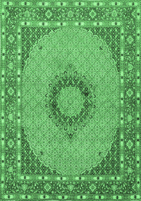 Medallion Emerald Green Traditional Rug, tr952emgrn