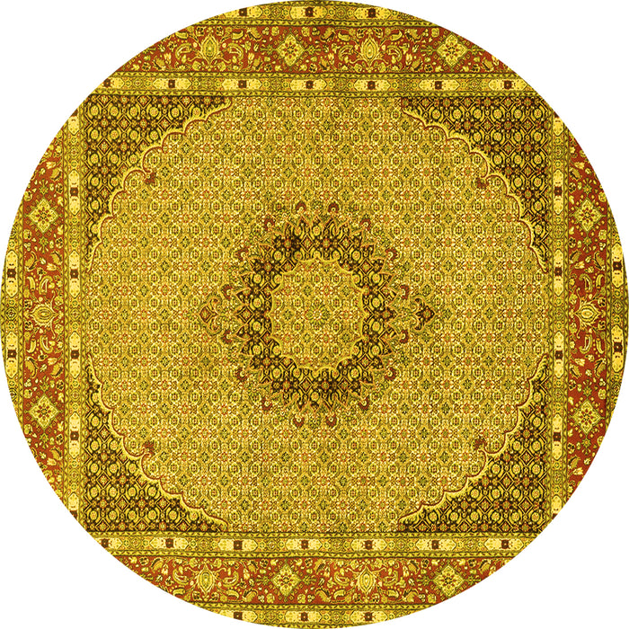 Round Medallion Yellow Traditional Rug, tr952yw