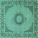 Square Medallion Turquoise Traditional Rug, tr952turq