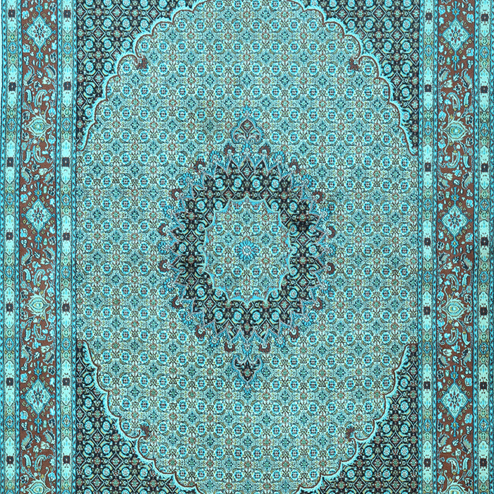 Machine Washable Medallion Light Blue Traditional Rug, wshtr952lblu