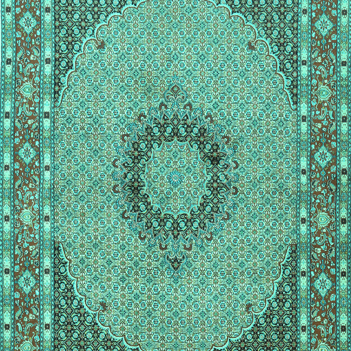 Machine Washable Medallion Turquoise Traditional Area Rugs, wshtr952turq