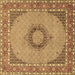 Square Machine Washable Medallion Brown Traditional Rug, wshtr952brn