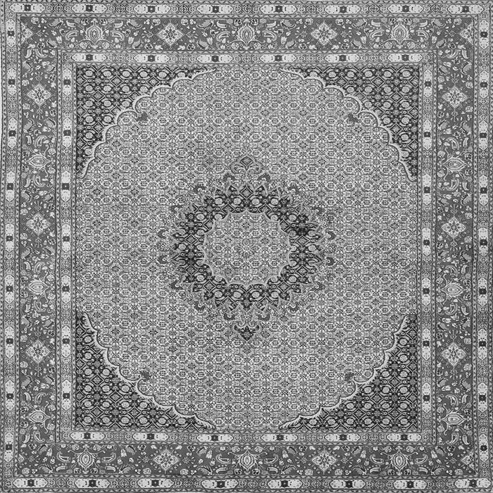 Round Machine Washable Medallion Gray Traditional Rug, wshtr952gry
