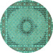 Round Medallion Turquoise Traditional Rug, tr952turq