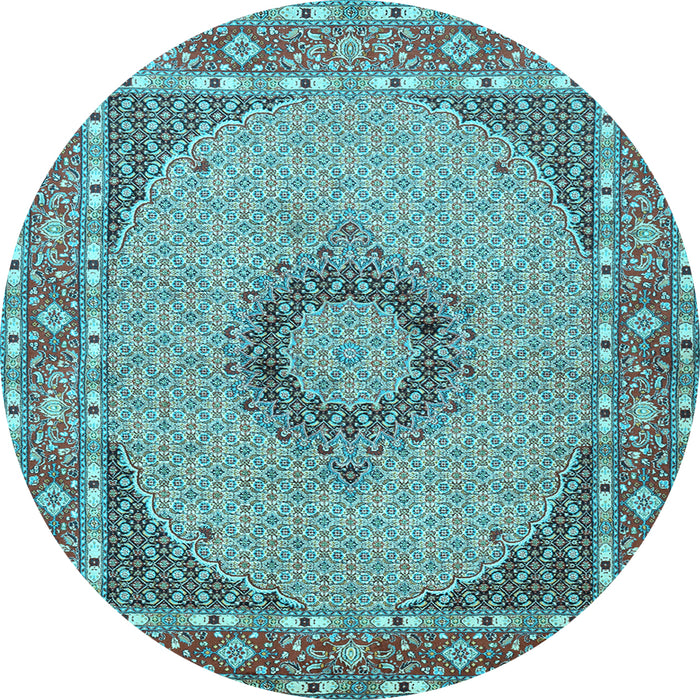 Round Medallion Light Blue Traditional Rug, tr952lblu