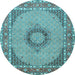 Round Medallion Light Blue Traditional Rug, tr952lblu