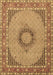 Machine Washable Medallion Brown Traditional Rug, wshtr952brn