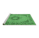 Sideview of Machine Washable Medallion Emerald Green Traditional Area Rugs, wshtr952emgrn