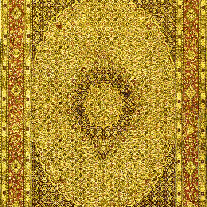 Machine Washable Medallion Yellow Traditional Rug, wshtr952yw