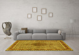 Machine Washable Persian Yellow Traditional Rug in a Living Room, wshtr953yw