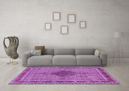 Machine Washable Persian Purple Traditional Area Rugs in a Living Room, wshtr953pur