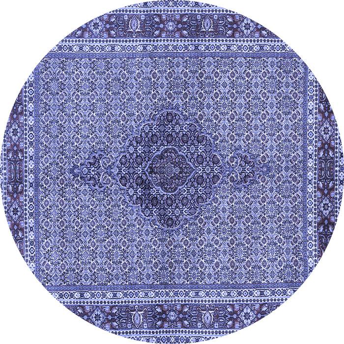 Round Machine Washable Persian Blue Traditional Rug, wshtr953blu