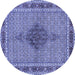 Round Machine Washable Persian Blue Traditional Rug, wshtr953blu