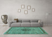Machine Washable Persian Turquoise Traditional Area Rugs in a Living Room,, wshtr953turq