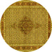 Round Persian Yellow Traditional Rug, tr953yw