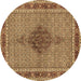 Round Machine Washable Persian Brown Traditional Rug, wshtr953brn