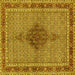 Square Machine Washable Persian Yellow Traditional Rug, wshtr953yw
