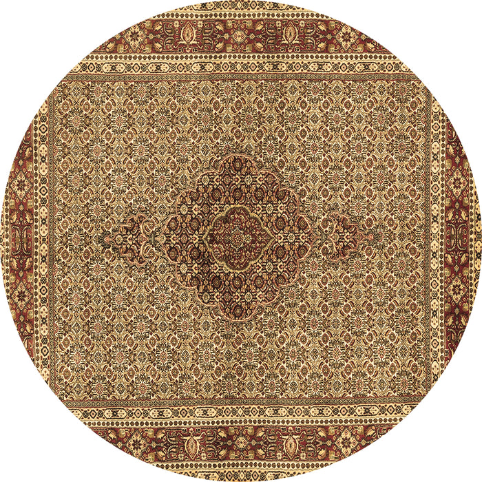 Round Persian Brown Traditional Rug, tr953brn