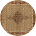 Round Persian Brown Traditional Rug, tr953brn