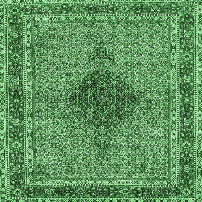 Square Machine Washable Persian Emerald Green Traditional Area Rugs, wshtr953emgrn