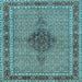 Square Machine Washable Persian Light Blue Traditional Rug, wshtr953lblu