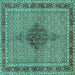 Square Persian Turquoise Traditional Rug, tr953turq