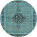 Round Persian Light Blue Traditional Rug, tr953lblu
