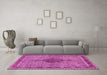 Machine Washable Persian Pink Traditional Rug in a Living Room, wshtr953pnk