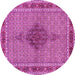 Round Machine Washable Persian Pink Traditional Rug, wshtr953pnk