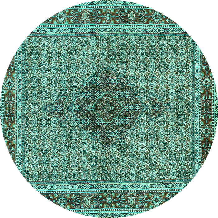 Round Machine Washable Persian Turquoise Traditional Area Rugs, wshtr953turq