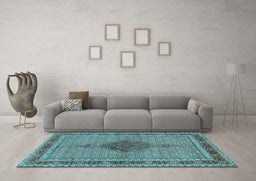 Machine Washable Persian Light Blue Traditional Rug in a Living Room, wshtr953lblu