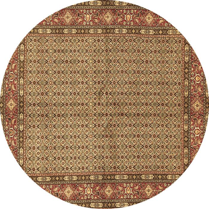 Round Persian Brown Traditional Rug, tr954brn