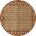 Round Persian Brown Traditional Rug, tr954brn