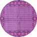 Round Machine Washable Persian Purple Traditional Area Rugs, wshtr954pur