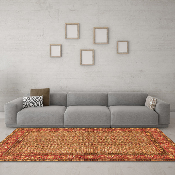 Machine Washable Persian Orange Traditional Area Rugs in a Living Room, wshtr954org