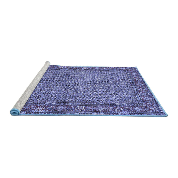 Sideview of Machine Washable Persian Blue Traditional Rug, wshtr954blu