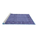 Sideview of Machine Washable Persian Blue Traditional Rug, wshtr954blu