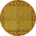 Round Persian Yellow Traditional Rug, tr954yw